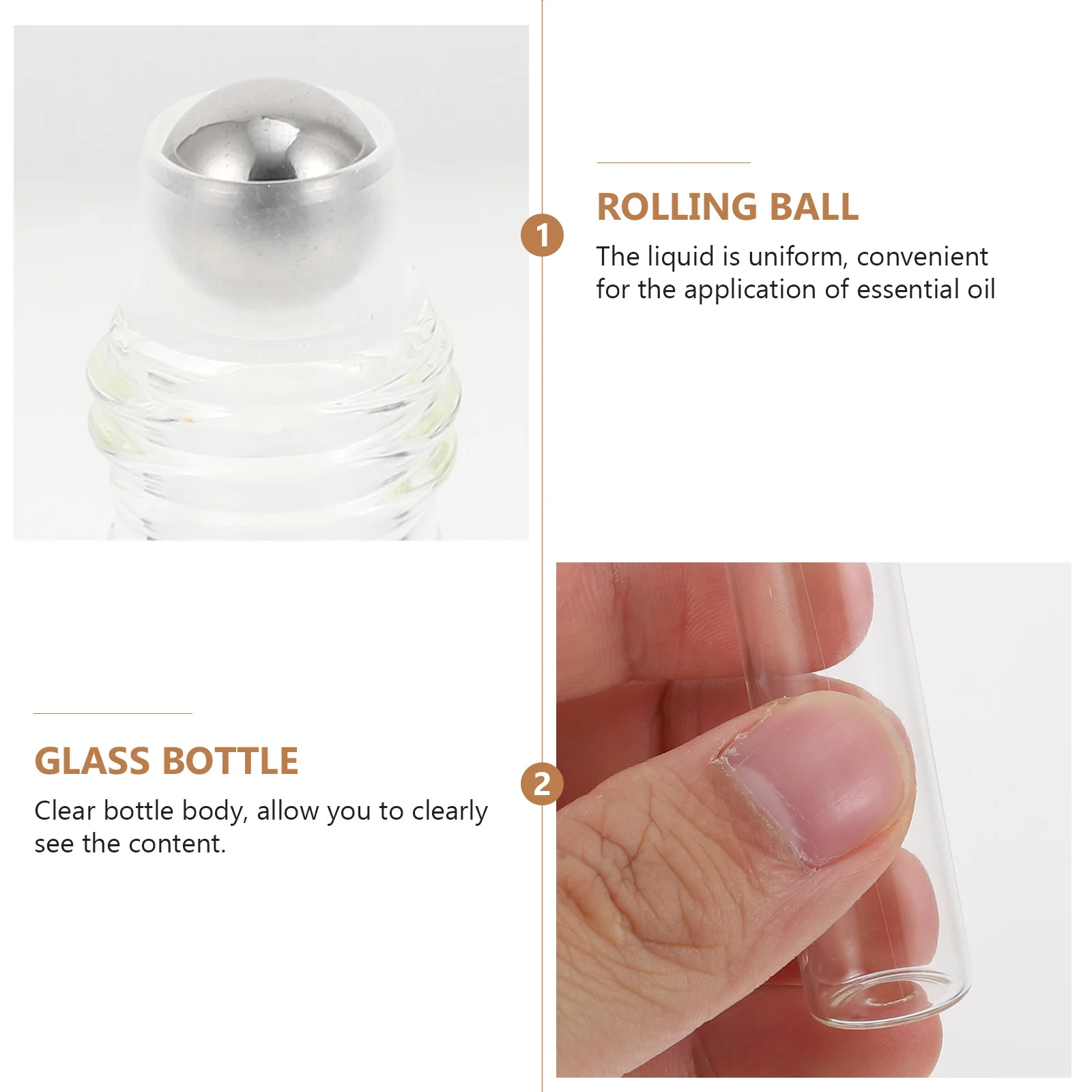 

20Pcs Compact Roller Bottles Reusable Glass Sub Containers for Essential Oil Perfume Portable Convenient Cosmetics Travel Sub