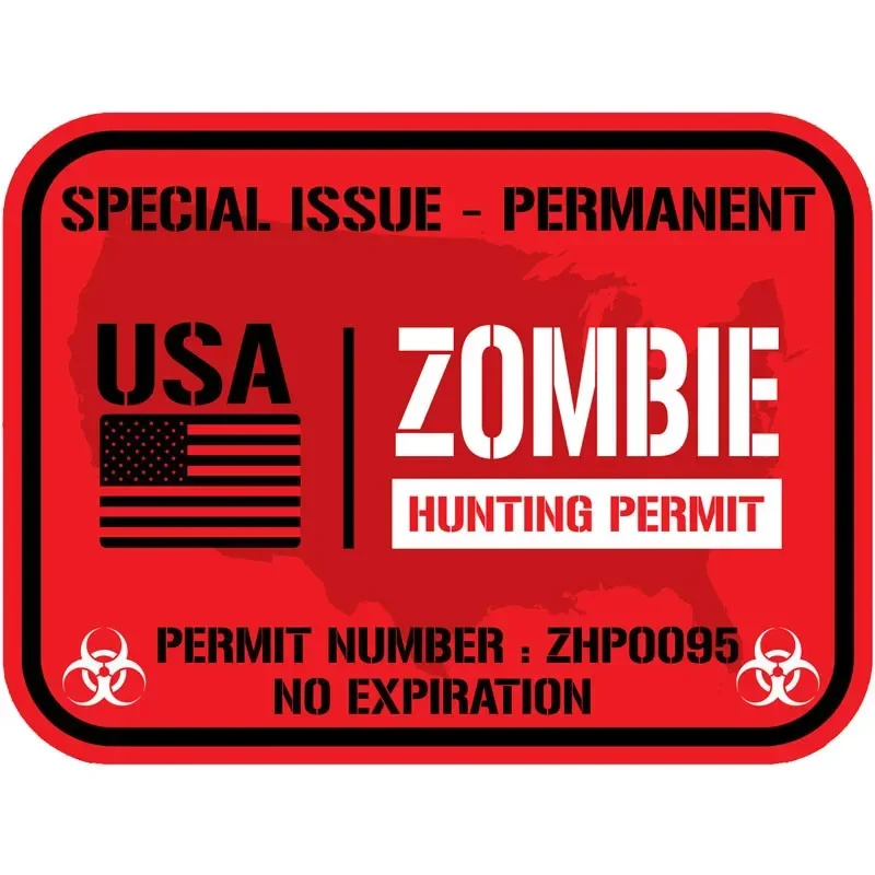 

Personality Warning Sales Creative Zombie Outbreak Response Group Interest US Zombie Hunting License Car Sticker Vinyl PVC, 10cm