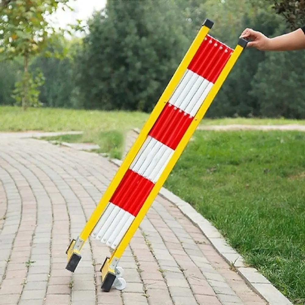 Expandable Metal Barricade, Mobile Safety Barrier Gate, Retractable Traffic Fence, Easy to Move Driveway for Work Zones