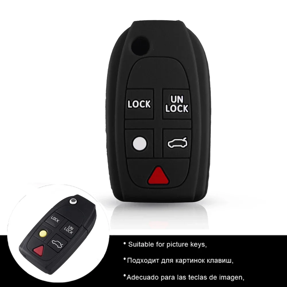 KEYYOU 5 Buttons New Car Key Cover For Volvo XC90 S80 XC70 S60 V70 Silicone Remote Flip Folding Key Case Fob Cover Skin Holder