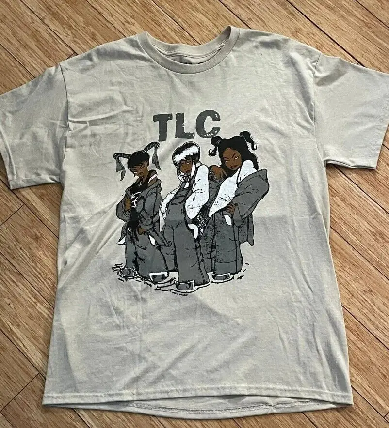 TLC T Shirt tee retro 90s hip hop rnb grey color remake TE6534