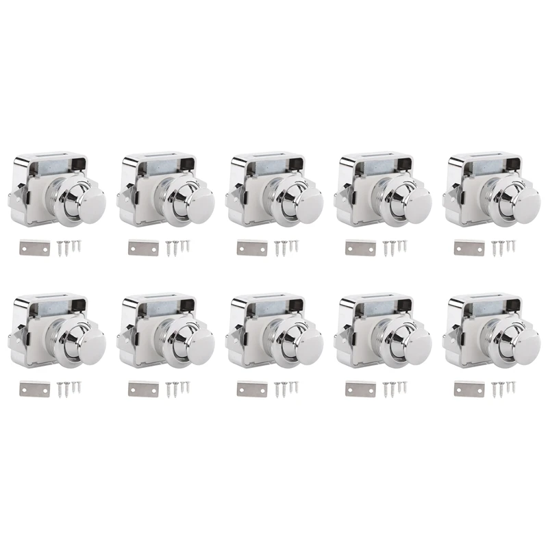 10PCS Camper Car Push Lock Diameter RV Caravan Boat Motor Home Cabinet Drawer Latch Button Locks Furniture Hardware