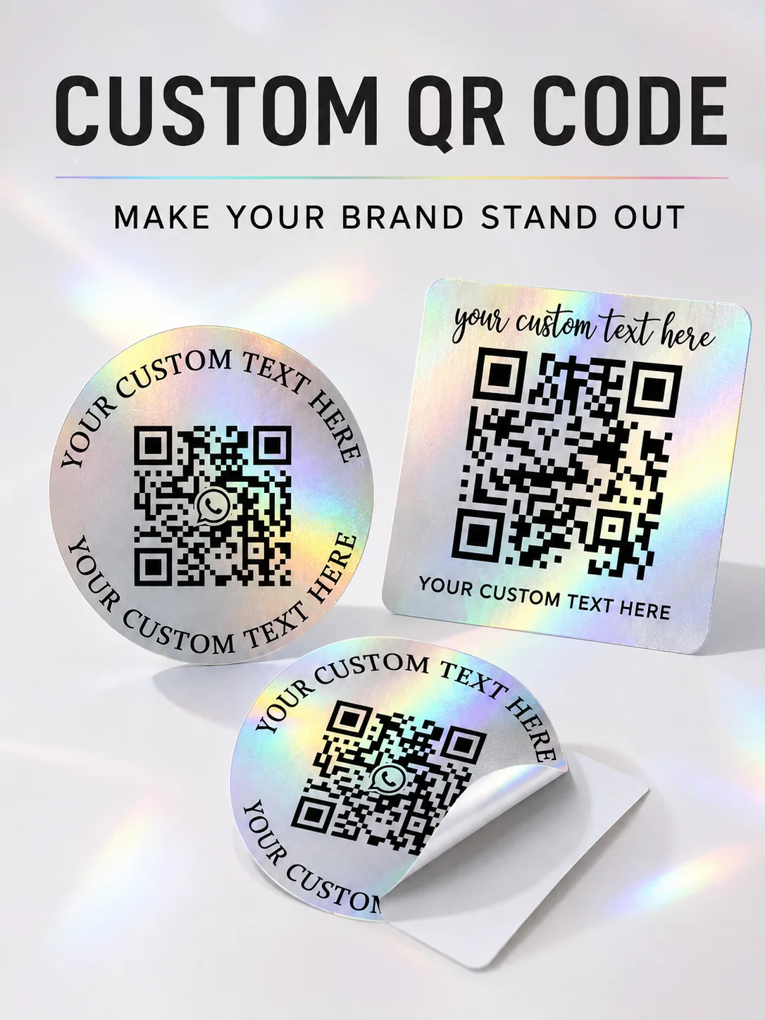 Customized Laser Qr Code Stickers｜Supports Personalized Logo Text｜For Business Brand Promotion, Packaging Sealing, and Social Media Traffic Generation for Stores