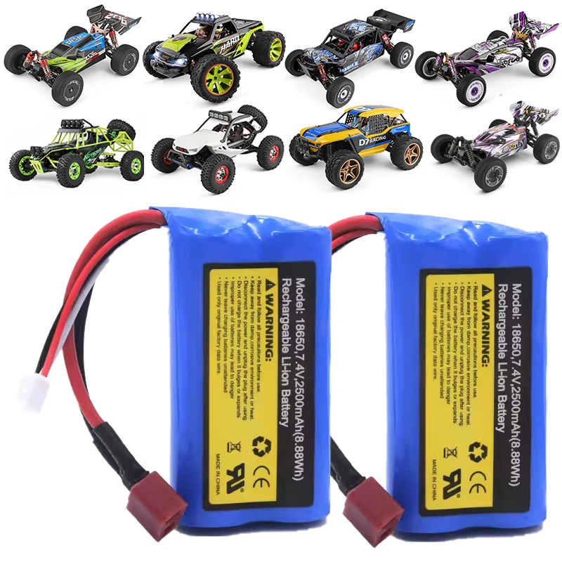 Hobby Hub RC Lipo Battery 2S 7.4V 2500mah 10C Max 10C for SCY-16101 16102 1/16 JJRC-Q130 WLtoys 144001 RC Car Spare Parts