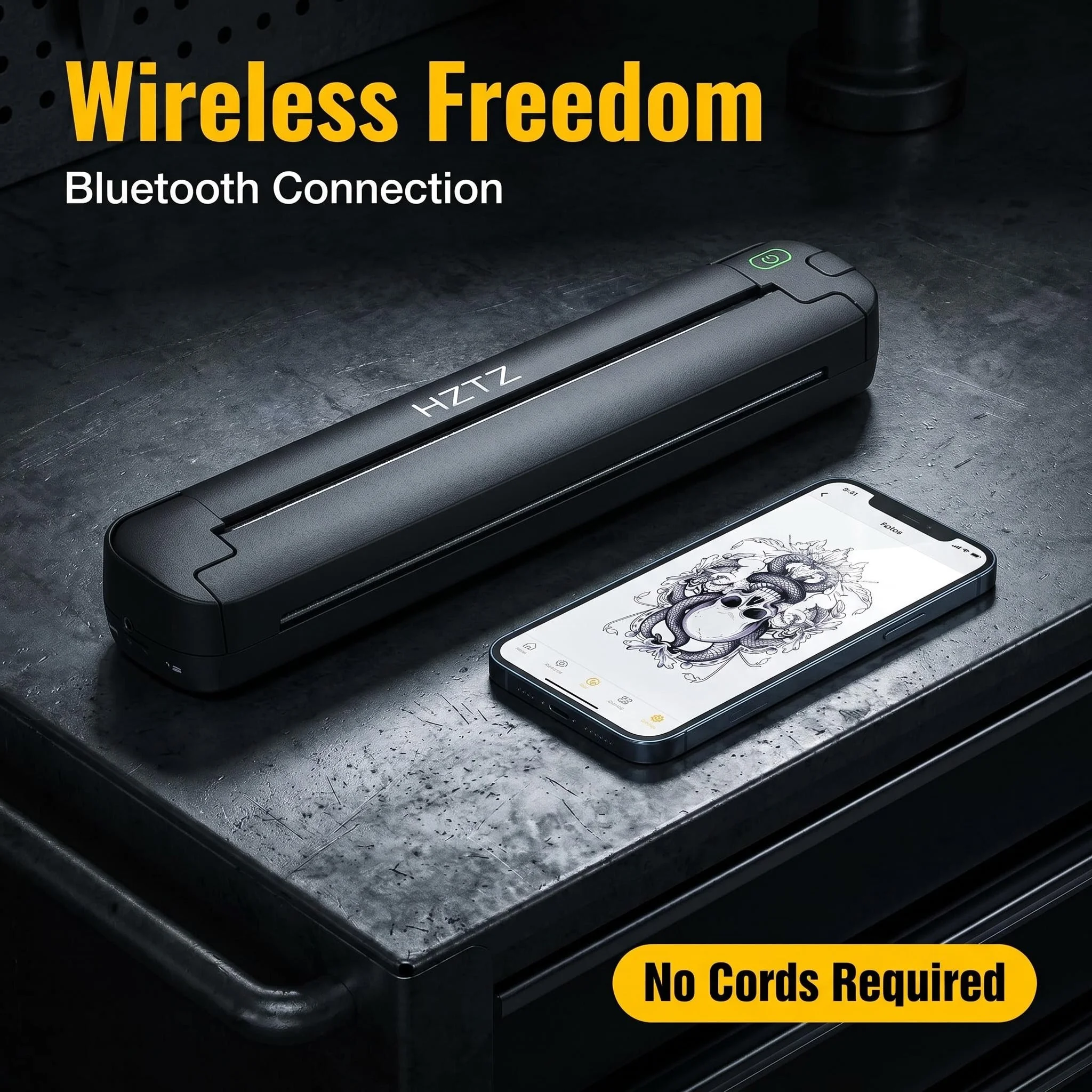 Stampante Termica A4 Dual-Use, Disponibile in Bianco e Nero, Bluetooth Wireless per Tatuaggi e Documenti