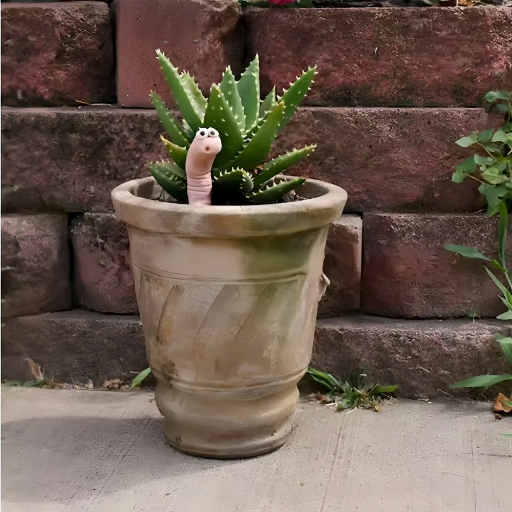 Miernik wilgotności gleby w doniczce, bez baterii, uroczy miernik wilgotności gleby w kształcie robaka, metalowy, do roślin domowych i zewnętrznych, trawnika, zabawny czujnik.