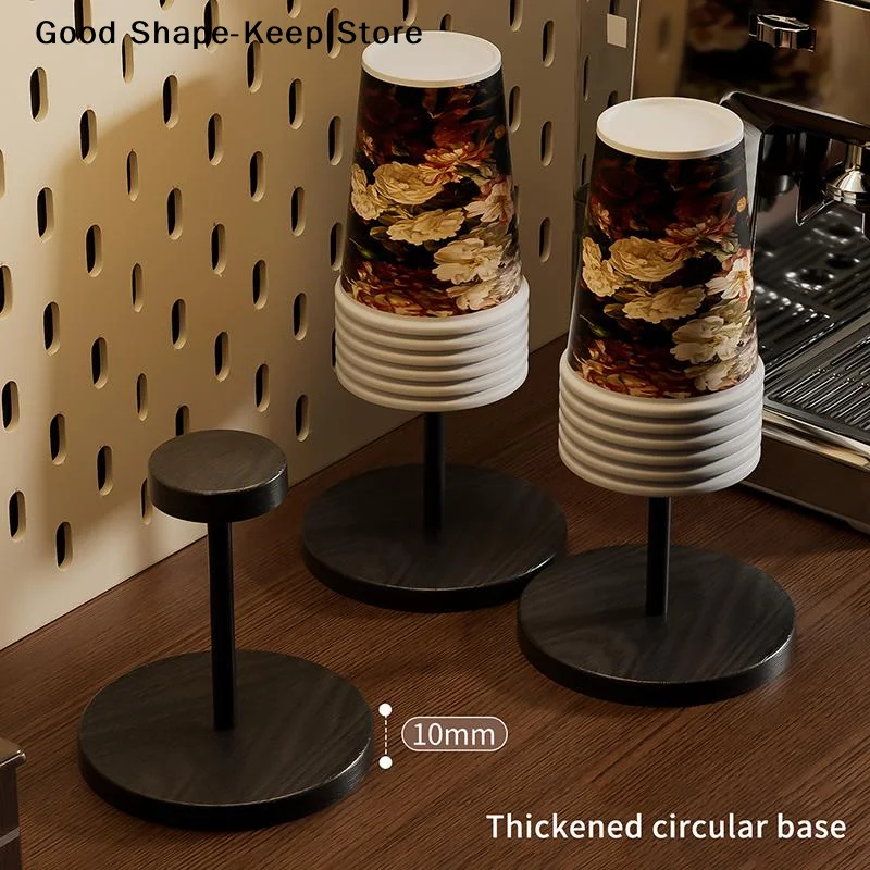 dailyWalnut Colored Wooden Disposable Paper Cup Holder, Suitable for Household Coffee Corners, Kitchens, and Small Bar Counters
