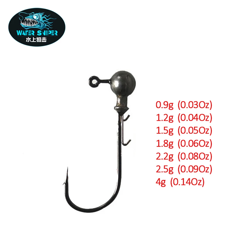 Water Sniper Tungsten Fishing Hooks 0.9G 1.2G 1.5G 1.8G 2.5G Jig Head Fishhook Pike Bass Soft Artificial Bait Fishing Tackle