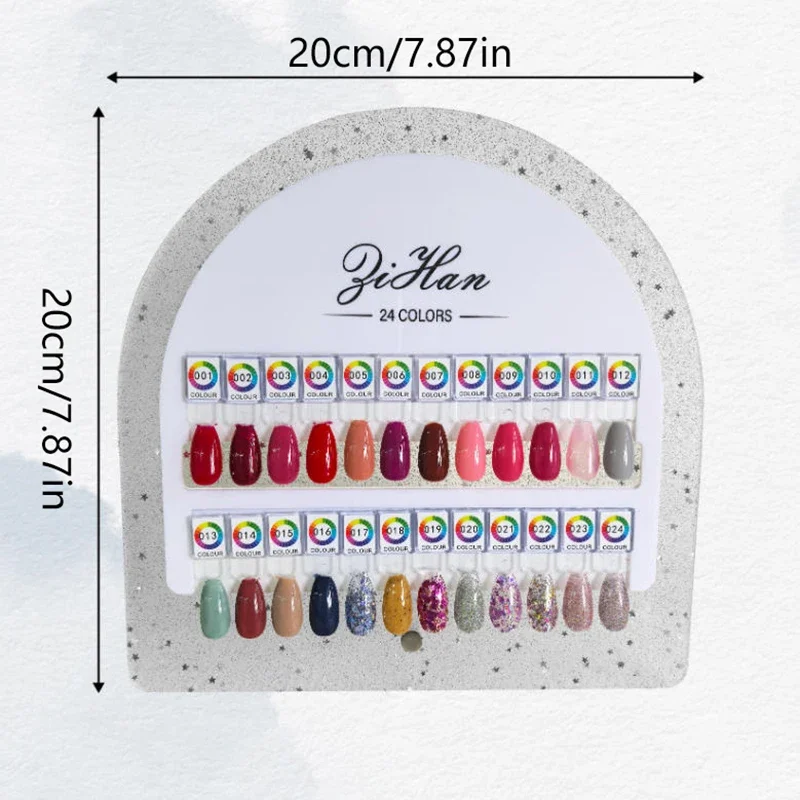 Placa de Color de uñas acrílica Premium, 24 colores, imán, tablero de exhibición de puntas de uñas, tarjeta de Color de comparación con pegatinas de números para salón