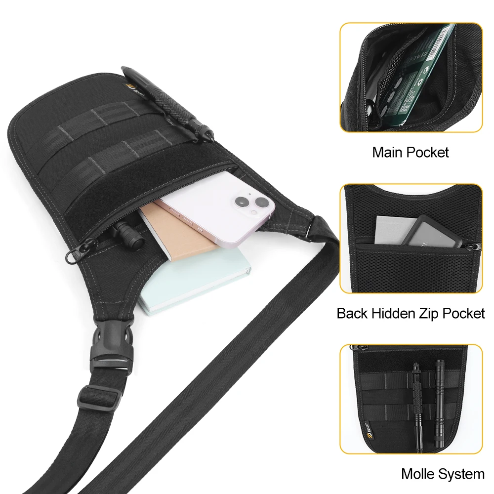 Underarm Tactical Shoulder Bag Wallet Agent Men Hidden Molle Waist Bag Outdoor Travel Phone Key Anti Theft Pack EDC Tools Pocket