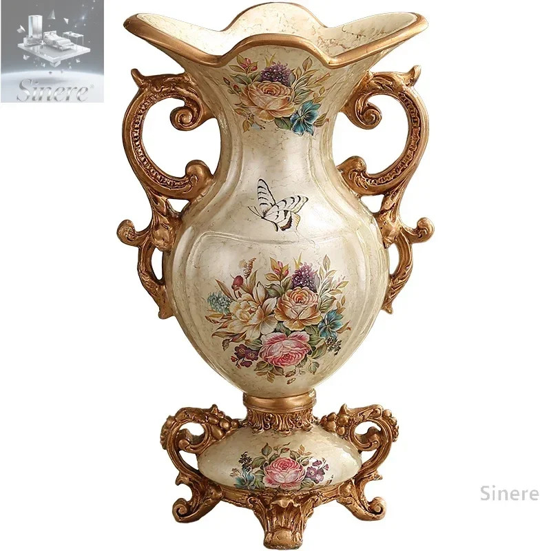 

European vase ornament, living room flower arrangement, retro luxury home entrance TV cabinet, dining table floral decoration