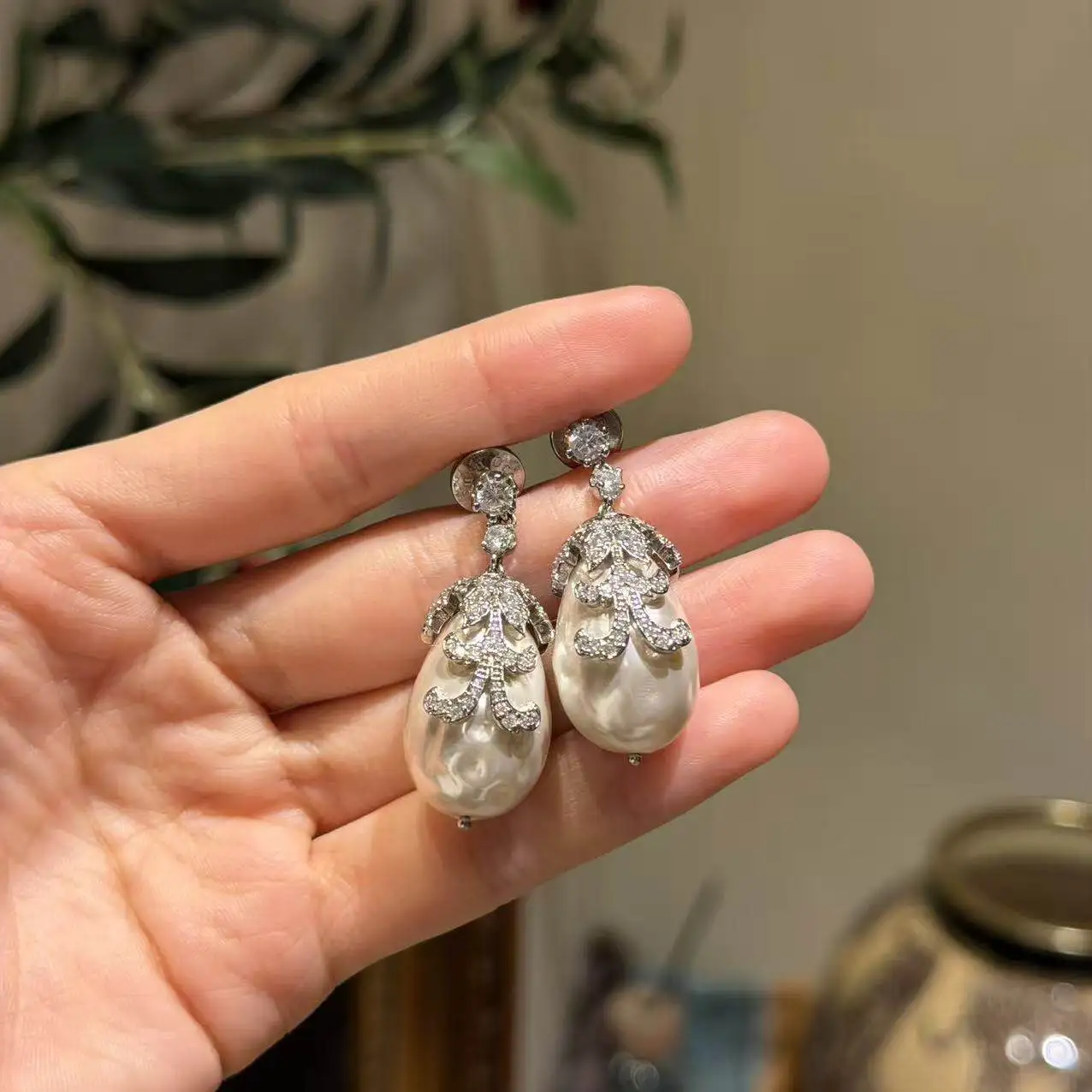 

PEARL Stud Earrings Necklace Jewelry Set Vintage New French Gentle Elegant WOMEN wedding accessory