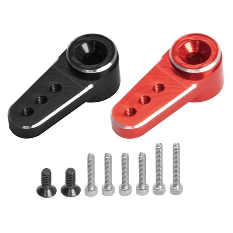 2szt Metalowe ramię serwa 15T Servo Horn Fit EMAX ES08MA II Servo for Axial SCX24 1/24 RC Crawler Car Parts, czerwony + czarny