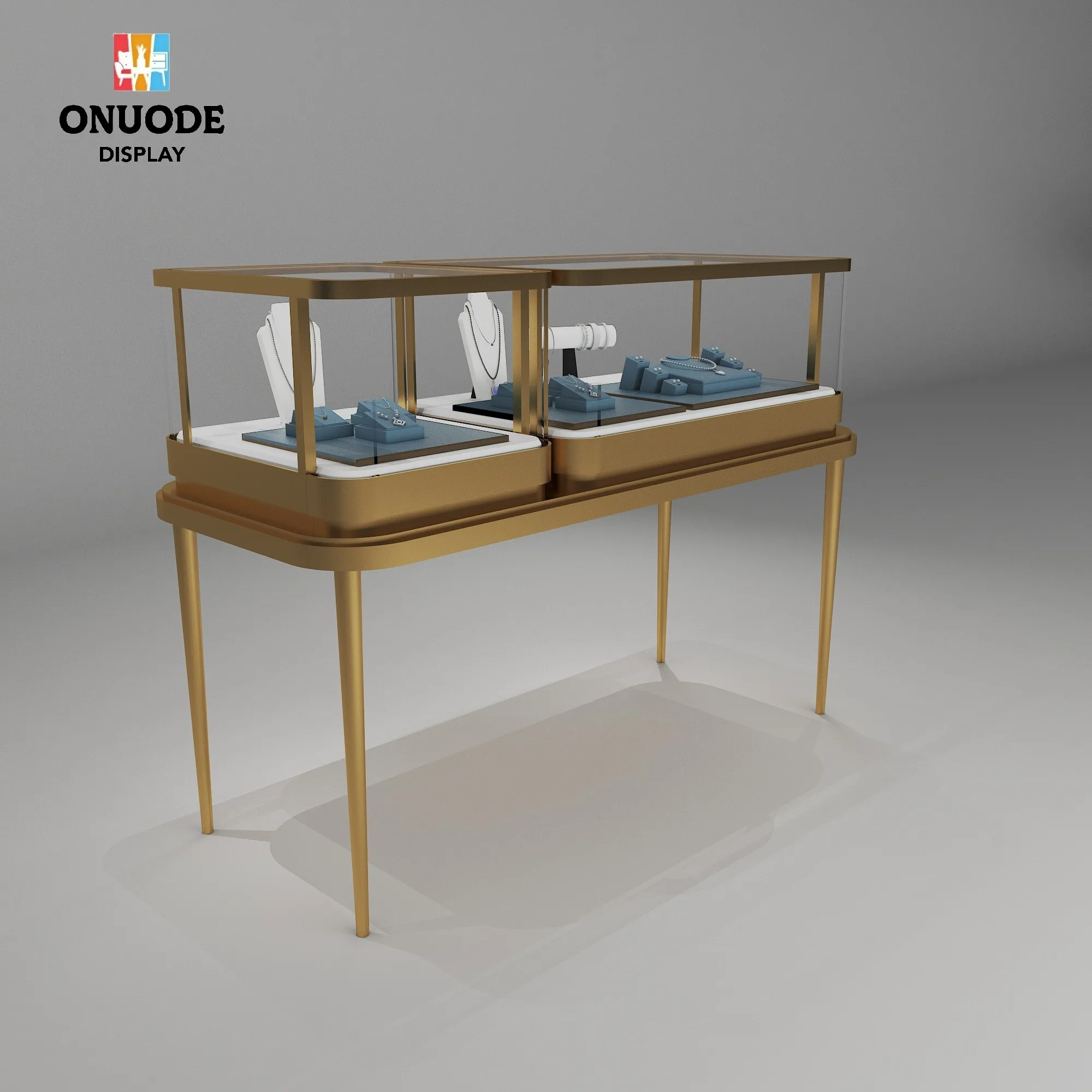 Custom.Custom LED Display Cabinet for Jewelry Necklace Showcase Counter Glass Store Display Case