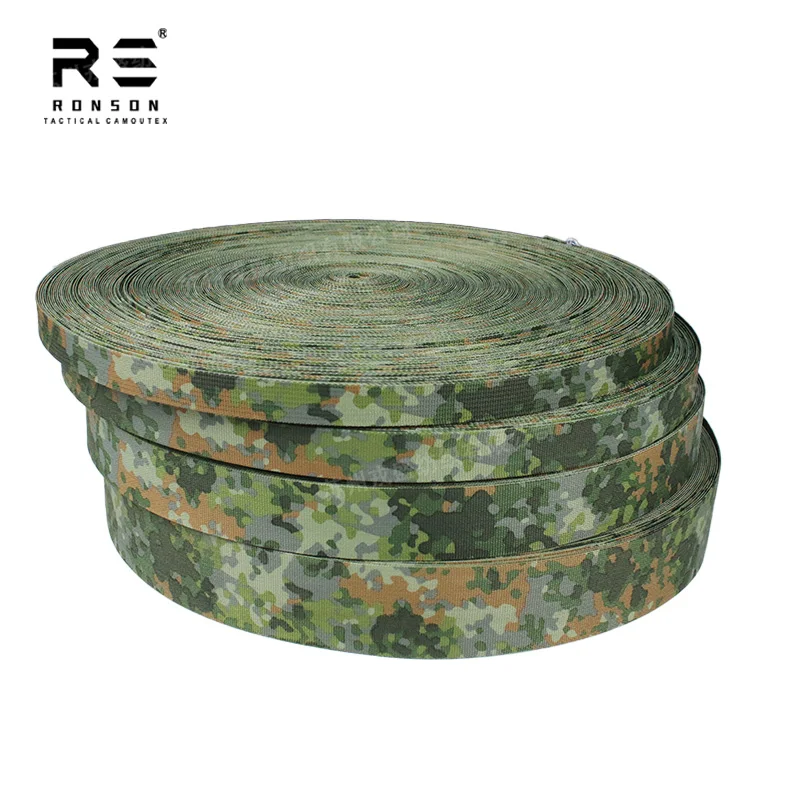 

NFP Multi-green Woodland Camouflage Printed Nylon Webbing Strap Durable Use for Tactical Gears Outdoor Bags Vests in Stock NIR