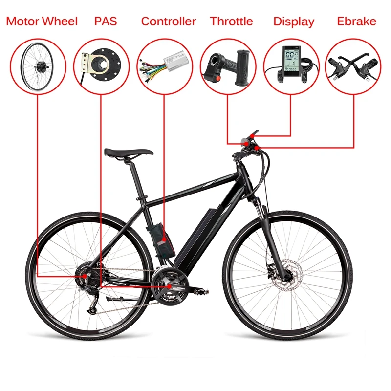 250w E Bike Kit Rear Wheel Motor 36V 48V 350W Electric Bike Conversion Kit Hub Brushless Controller Display KT LCD3 전기자전거개조키트