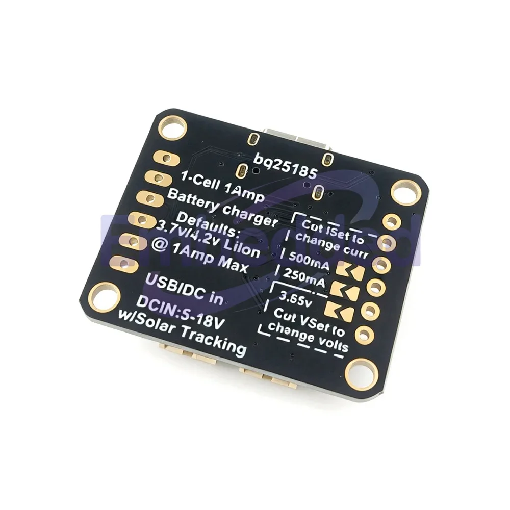 6091 BQ25185 1A USB Type-C DC 5-18V Solar Li-ion LiFePO4 Battery Charger Board Module with Power Path Management