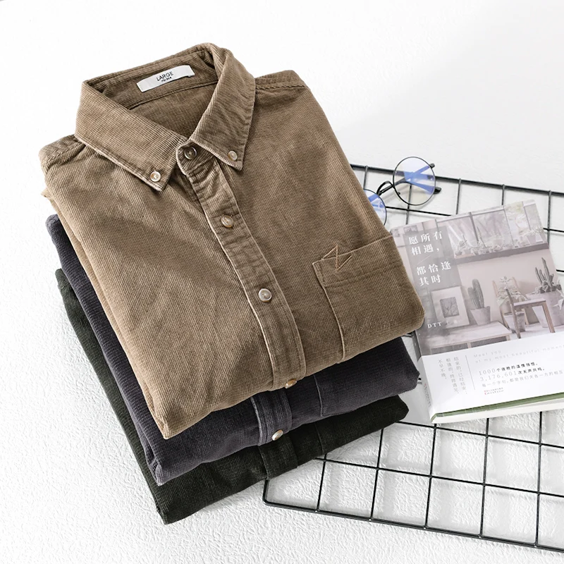 Italy Casual Long Sleeved Retro Thick Cotton Shirt Men Brand Trend Comfortable Top Clothing Chemise Homme Fast Drop Shipping