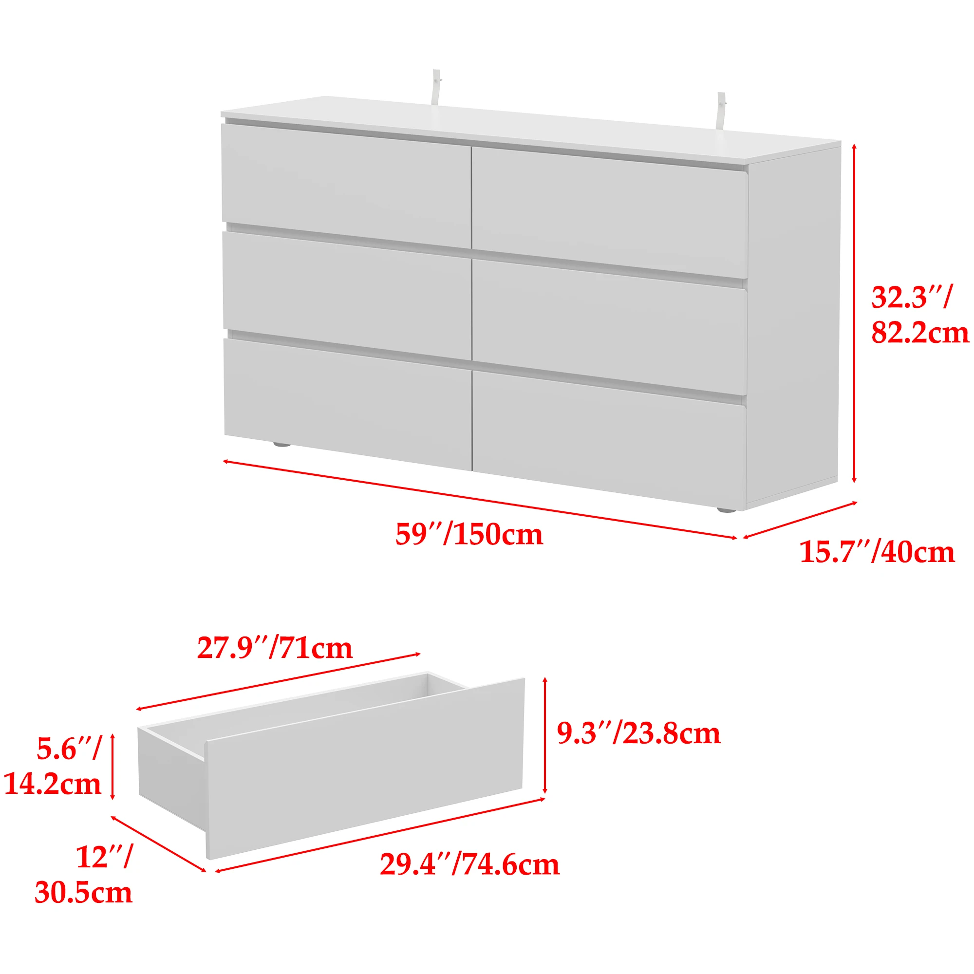 خزانة غرفة النوم FUFU&GAGA مع 6 أدراج، وخزانة تخزين بدون استخدام اليدين لغرفة المعيشة، والممر، والمدخل، باللون الأبيض  #6