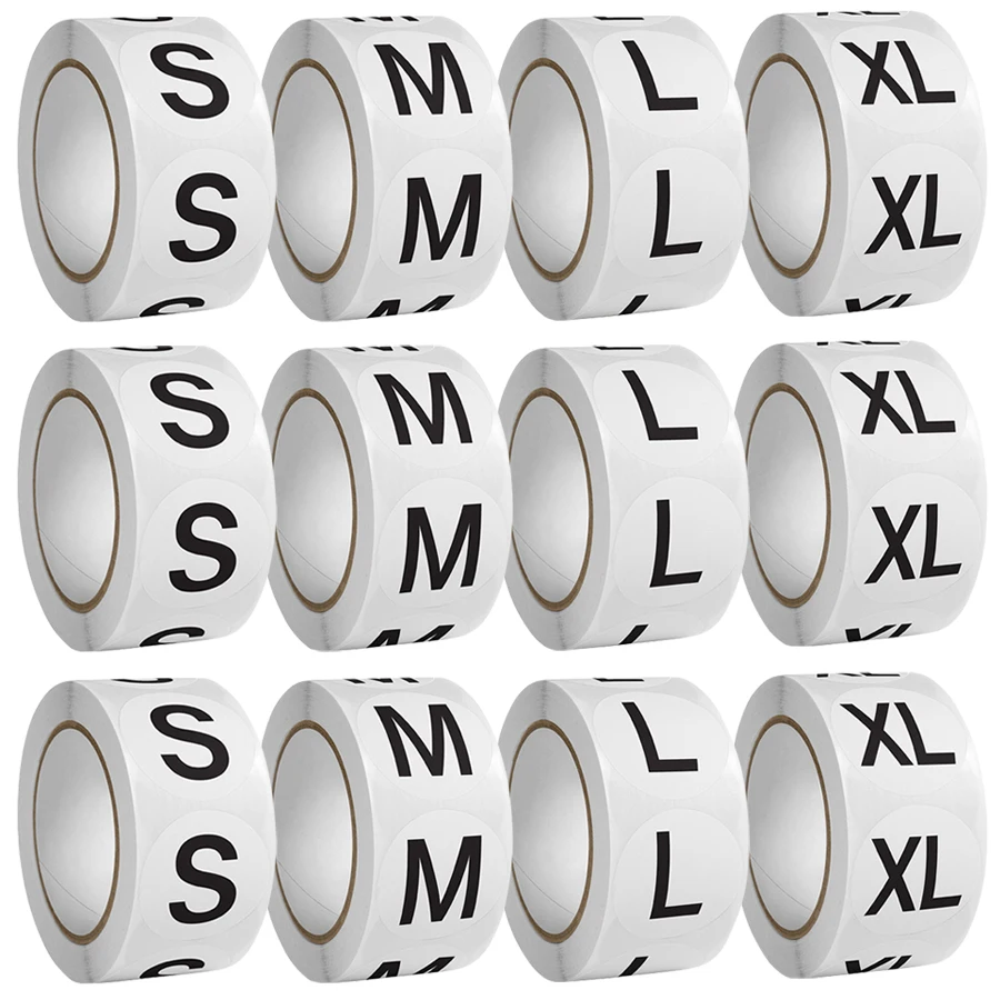 500pcs/Roll S/M/L/XL Size Identification Label Clothing Pants Size Round Label Sticker Clothing Consumables Accessories