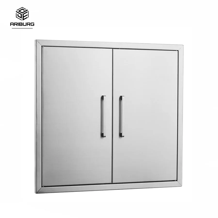 

Outdoor Kitchen Doors Stainless Steel 26" W by 24" H Double Access Door Flush Mount for Outdoor Kitchen and BBQ Island