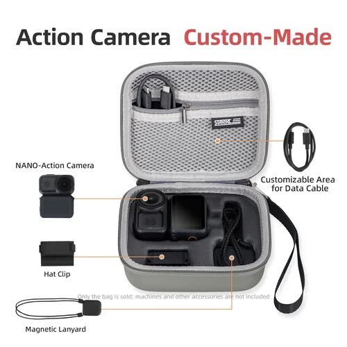 Imagen 2 del producto Bolsa de viaje de Estuche de transporte para DJI OSMO NANO, bolsa de almacenamiento de accesorios para cámara, caja de bolso de PU para paquete estándar