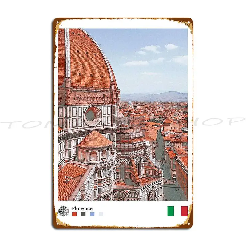 Florence Italy City Metal Plaque Poster Wall Decor Cave Wall Cave Cinema Designer Tin Sign Poster