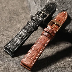 S/M SIZE USA Handmade Crocodile Leather Strap 18 19 20 22MM Brown Black, Soft Bracelet, Vintage Style Men's and Women's Strap