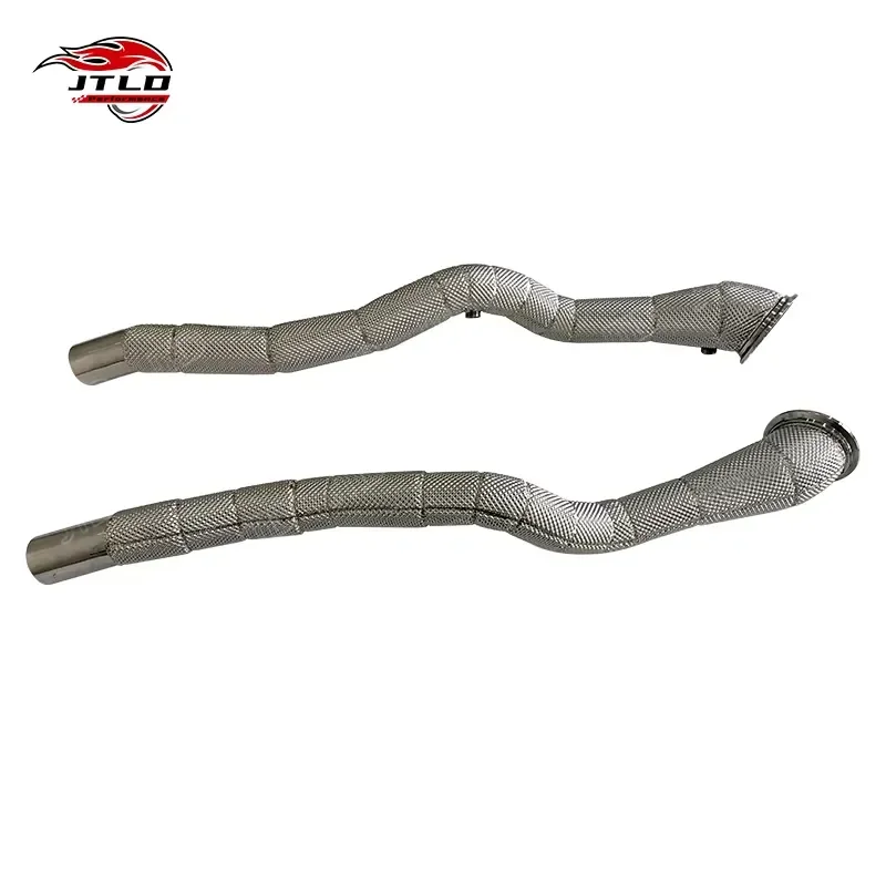 JTLD Stainless Steel High Flow Downpipe for Ferrari 812 GTS-Performance Exhaust with Heat Shield