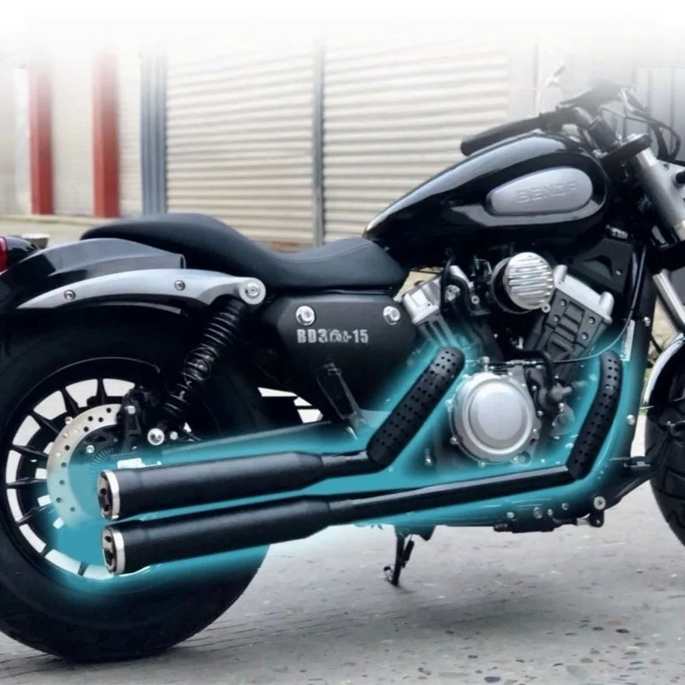For BENDA Chinchilla 300 custom double outlet cobra exhaust pipe heavy bass thick horseshoe sound removable