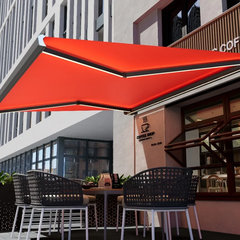 Retractable Awning Aluminum Full Cassette Sunshades Electric Outdoor House Awning Cloth Front Door Shelter Awning Canopy