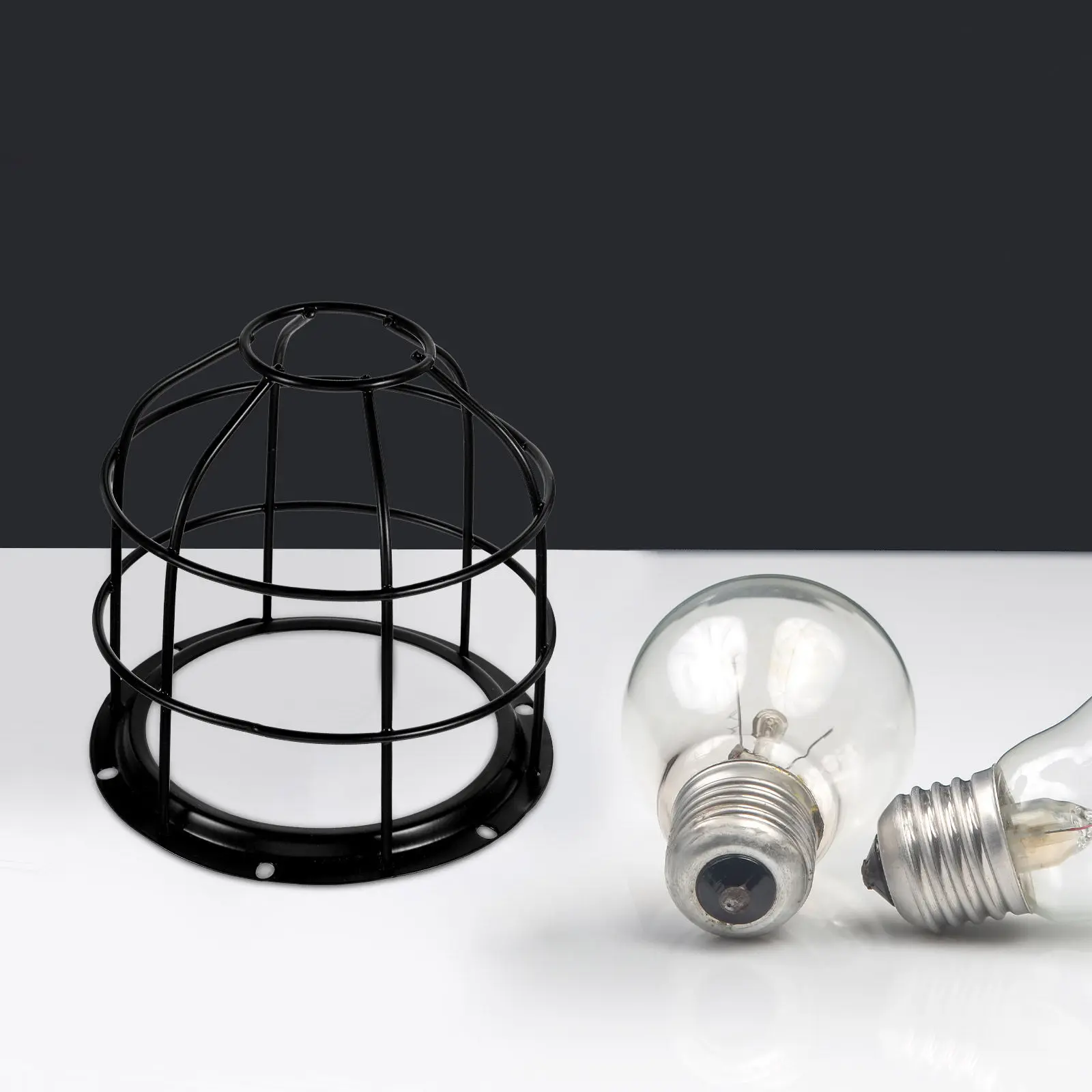 2Pcs Industrial Lamp Guard Iron Wire Protective Light Cage for Signal Lights Bulbs Workshop Factory Warehouse Cafe Home Lamp