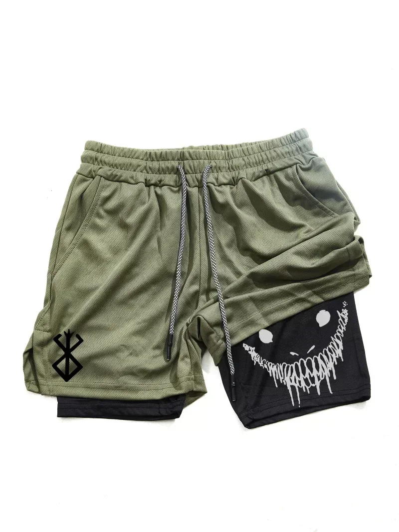 Berserk- Men\'s 2-in-1 sports shorts running quick drying shorts gym and fitness training double layered Training shorts