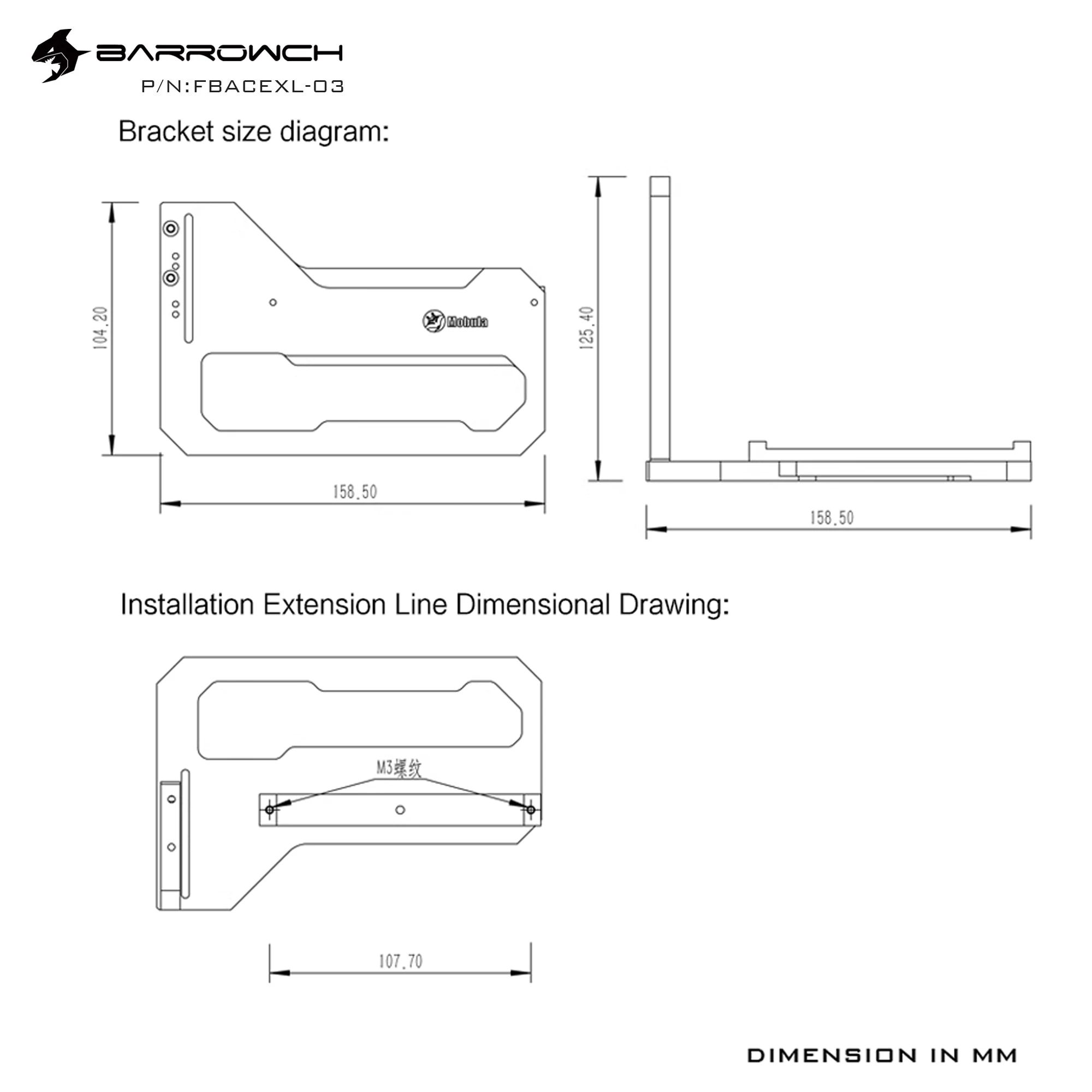 Barrowch GPU Vertical Mounting Bracket For Mobula Modular Panel Case, Graphics Card Horizontal installation Module FBACEXL-03