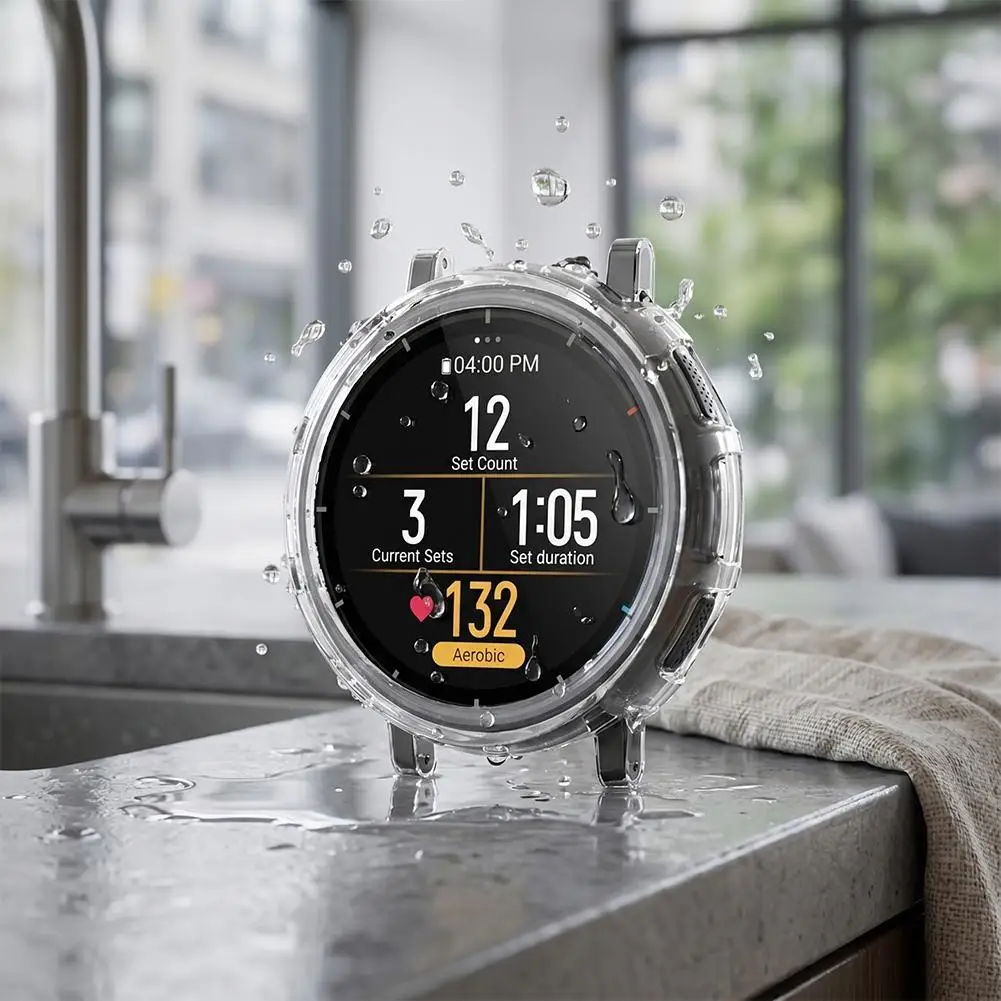 Transparent Black TPU Protective Case For Amazfit Active 3 Premium - Semi-Cover Watch Bumper, Scratch Guard