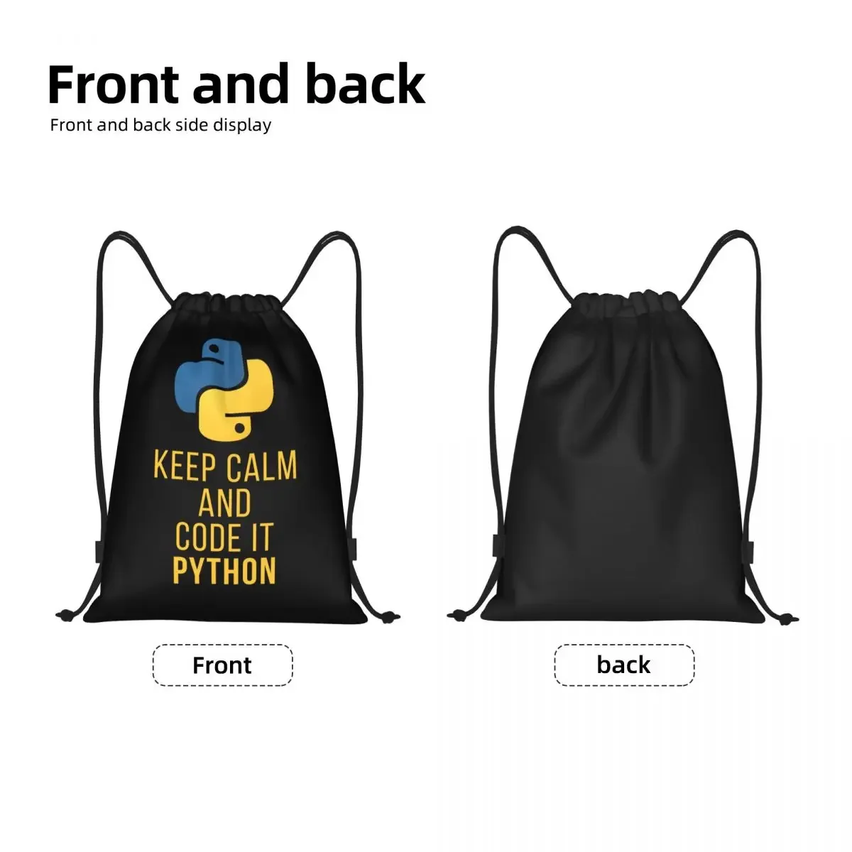 Funny Python Developer Drawstring Backpack Women Men Gym Sport Sackpack Portable Coder Programmer Shopping Bag Sack