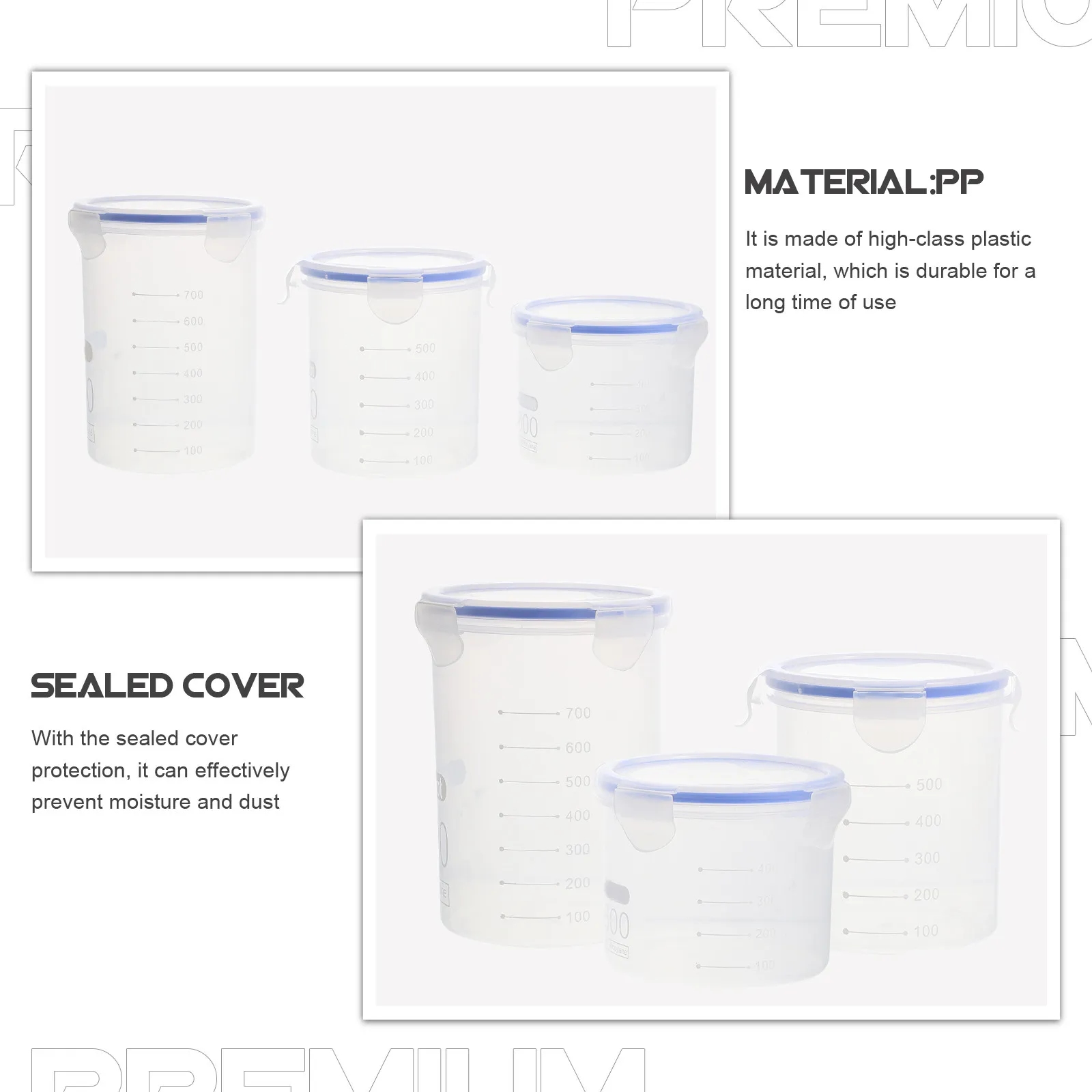 6Pcs Sealed Storage Jars Clear Plastic Grain Storage Containers Airtight Food Preservation Kitchen Canisters Plastic Sealed Jar