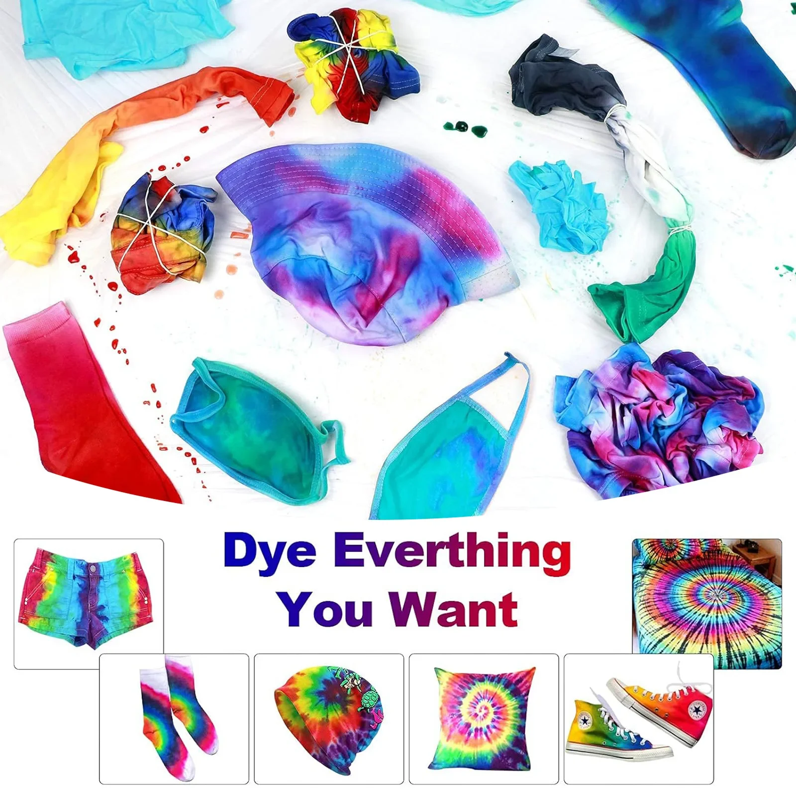 24 Colors Tie Dye Powder for Kids DIY Craft, Cold Water Non-Toxic Pigment, 20ml Set, Vibrant Rainbow