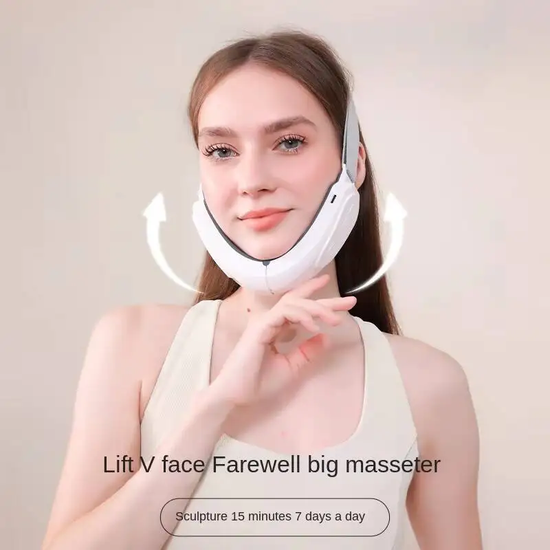 Appareil de tonification du visage à microcourant EMS, masseur de vibrations chauffantes en forme de V, réducteur de Double menton, usage domestique, soins de beauté