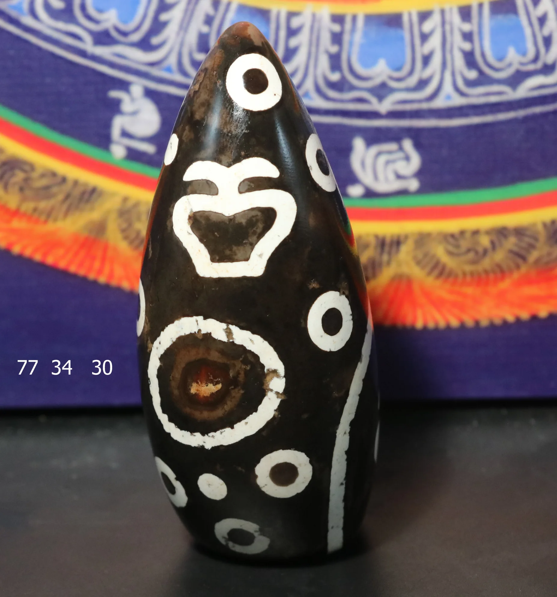 

No.210126N14 Energy Tibetan Old Agate Many Eyes Treasure Bottle Ruyi Horn SH dZi Bead Statue Rare Good Saurces