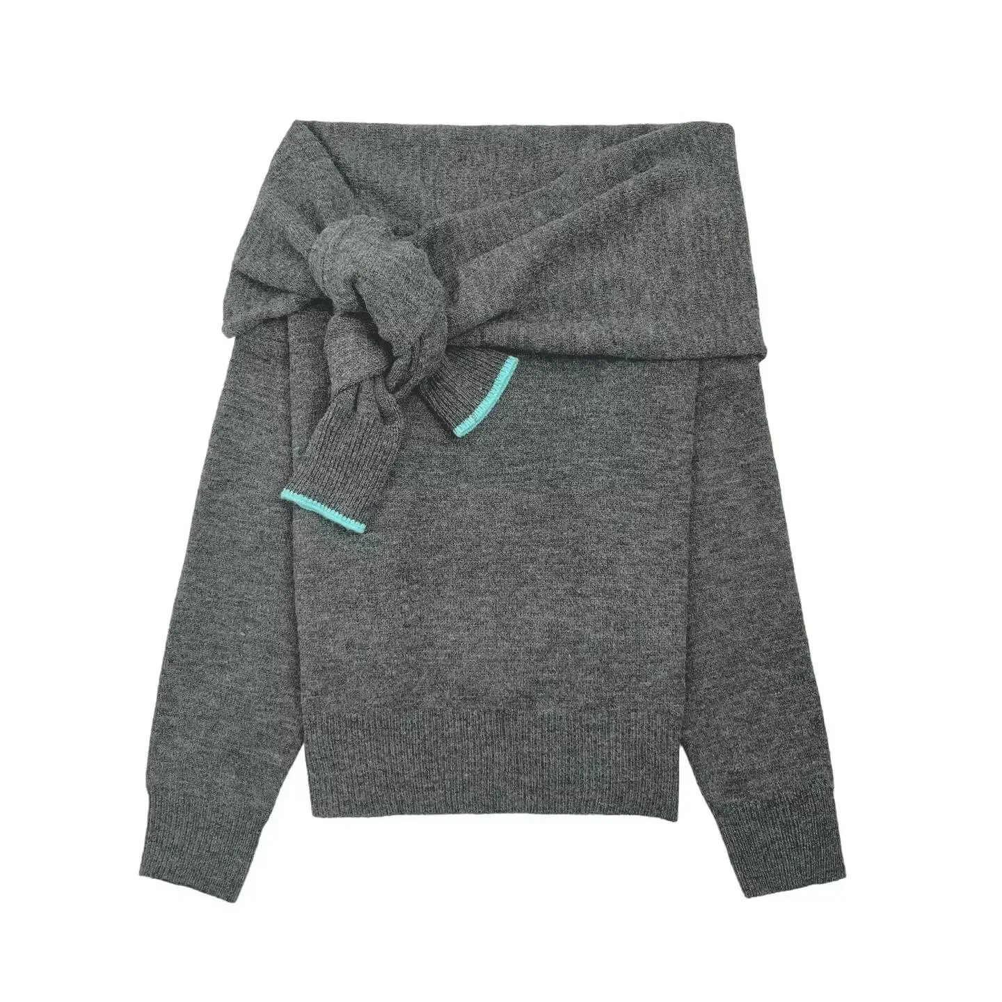 

Женский укороченный вязаный свитер с асимметрией, простой однотонный пуловер на одно плечо с длинными рукавами, ранняя осень, новый женский шикарный топ