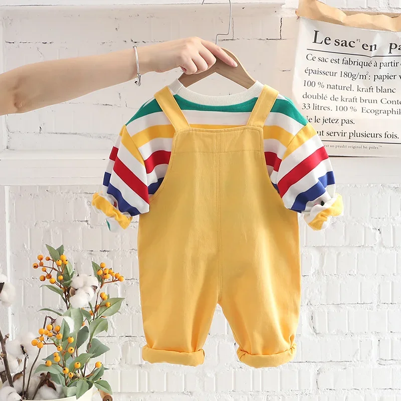 

New Spring Autumn Baby Clothes Suit Children Girls Boys Fashion T-Shirt Overalls 2Pcs/Set Toddler Casual Costume Kids Tracksuits