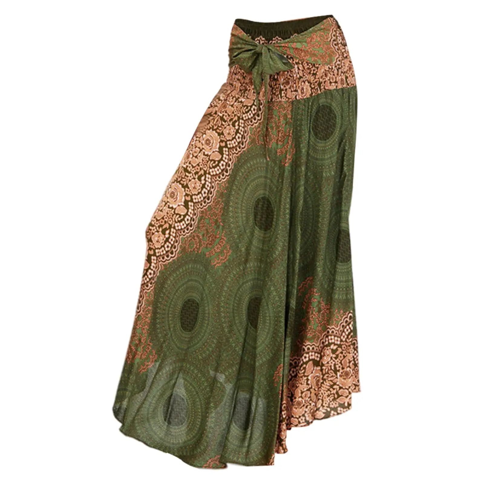 Women’s Boho Style Wrap Skirt Cotton Silk Large Size Maxi Skirt for Beach Wear Daily Fashion and Dance