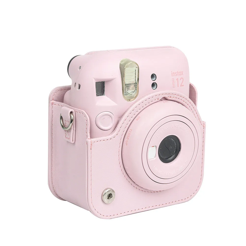 Funda de cuero PU para cámara Instax Mini 12, funda protectora suave, bolsa Trave para Fujifilm, bolsa para cámara con correa para el hombro