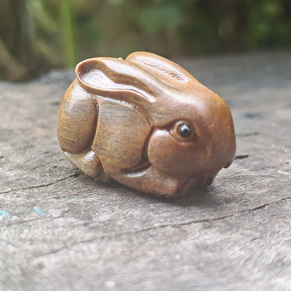 1.2 Inch Wooden Rabbit Figurine, Ethnic Style, Simple Style, Suitable for Study Room, Centerpiece Decoration, Birthday Gift, New Year Gift, Men's Gift, Living Room, Creative Desktop Decoration, Party Decoration
