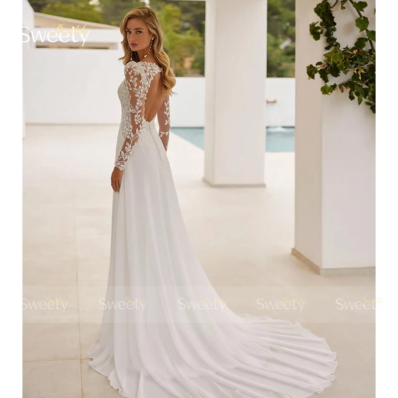 Boho Wedding Dress Organza With Embroidery Lace A-Line Floor Length Ball Gown V-Neck Sleeveless Customized Beach Robe De Mariee