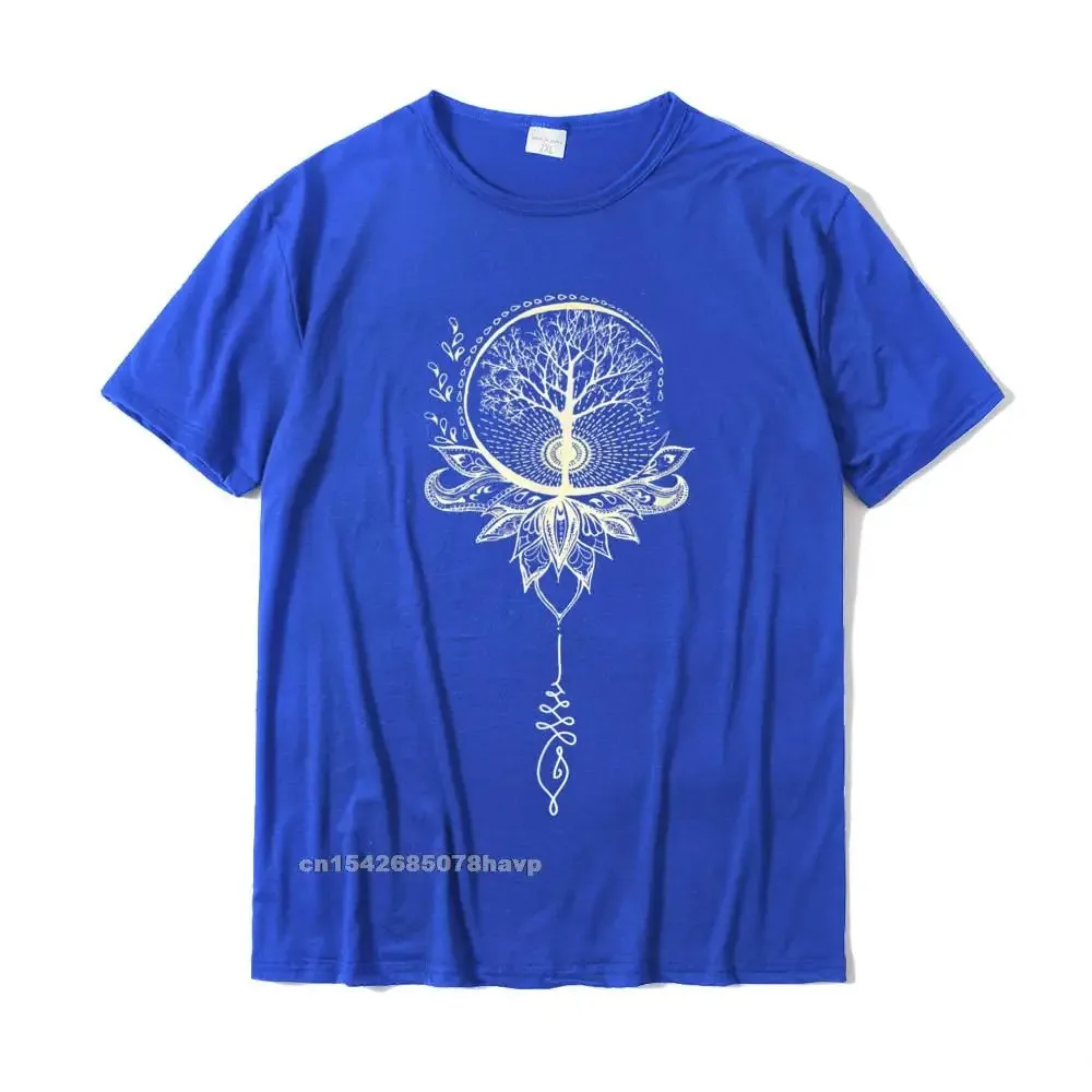 Mandala Lotus Unalome Tree Of Life T-Shirt Cotton Family Tops Shirts Discount Men\'s T Shirts Printed On