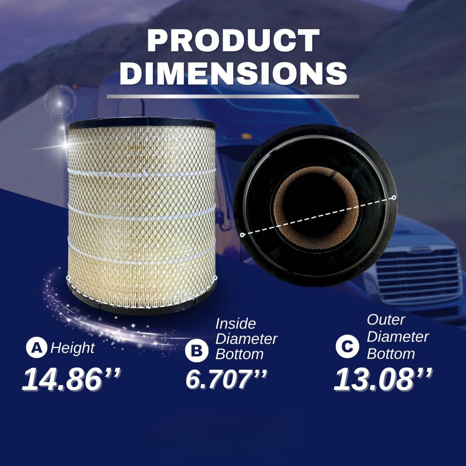 US  Engine Air Filter Compatible with Select Freightliner Columbia Coronado Argosy Condor Century Class Semi Trucks Accessories