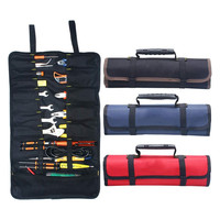 Large Wrench Roll Up Tool Roll Pouch Bag with 22 Pockets, Waterproof Canvas Wrench Roll Organizer Bag for Craftwork Electrician