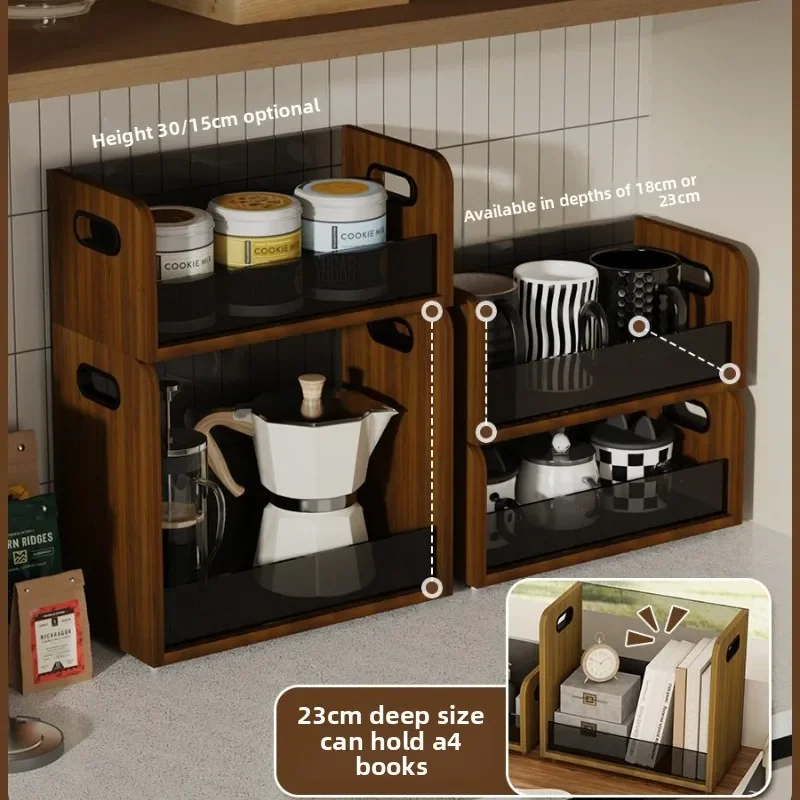 Heavy-Duty Double-Sided Cup Rack Stackable Storage Box Thickened Board Shelf Waterproof Tea Cabinet Multi-Layer Coffee Organizer